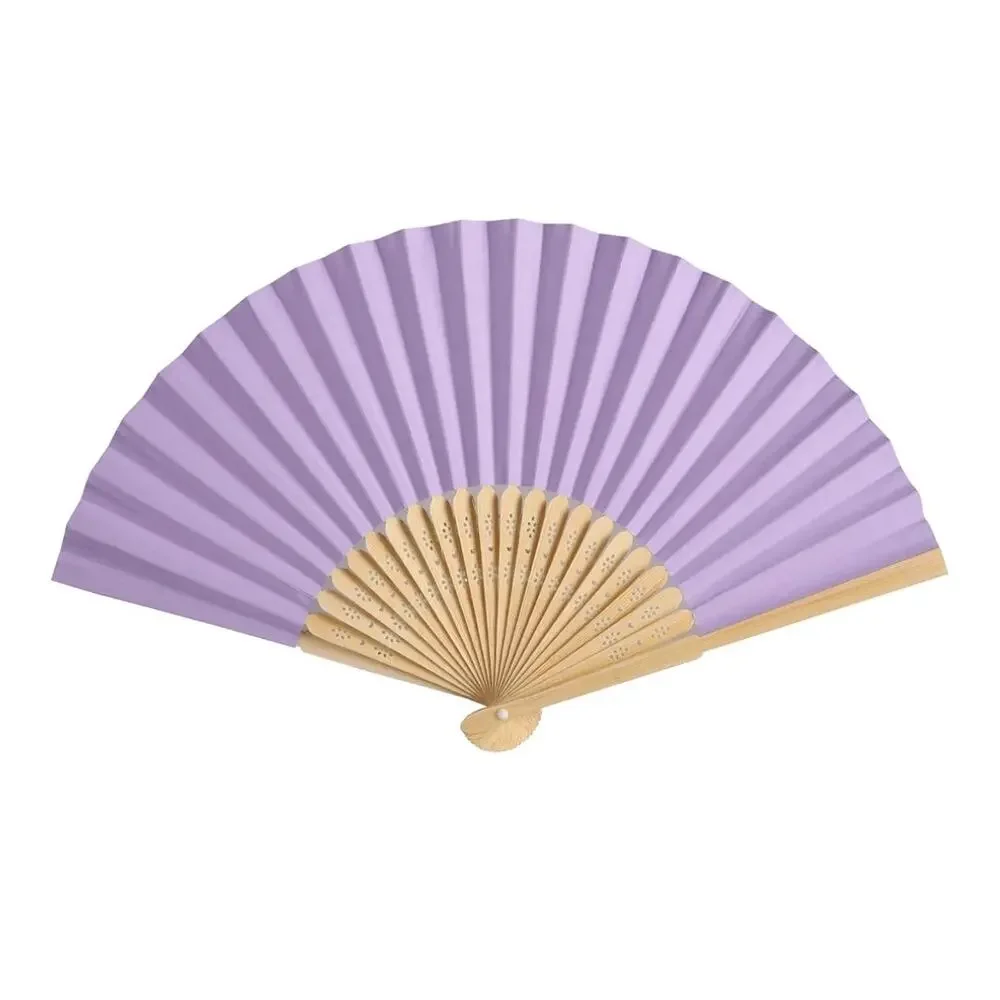 50 Pcs Bulk Lavender Paper Hand Fans with Organza Gift Bags wedding
